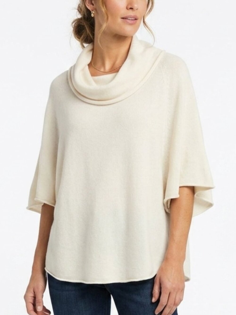 Joie Cream Cowl Neck Bat Sleeve Cashmere Sweater Women's Size XS